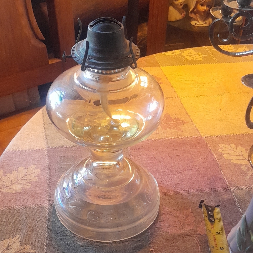 Vintage Clear Glass Oil Lamp